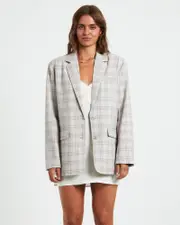 Lola Plaid Oversized Blazer in Check