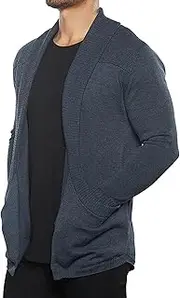 [Generic] Men's Cardigan Sweater Long Sleeve Male Slim Fit Cardigan Open Front Shawl Collar Cable Knit Cardigan Sweater