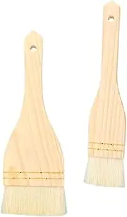 2pcs Basting Brush Bristles Oil Brush for Cooking BBQ Sauce Application Baking Ergonomic Beech Handle for Grill and Outdoor Picnics