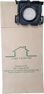 10 Replacement Bags Compatible with Sebo AirBelt K Series Canister Vacuum Cleaners. Replaces 6629AM, 6695AM, 6629A1, 6629A2, 52-2465-01