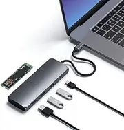 Satechi USB-C Hybrid Multiport Adapter - Fits M.2 SATA SSD, 4K HDMI 60Hz, USB-C PD, USB-A 3.1 Data Ports - for M2/ M1 MacBook Pro/Air, M2/ M1 iPad Pro/Air, M2 Mac Mini, iMac M1 (Space Gray)