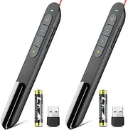 （2 Units） Wireless Presenter Remote Presentation Pointer Clicker with Hyperlink & Volume Control USB PowerPoint Slide Advancer for Mac Laptop PC Computer Keynote