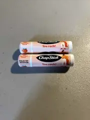 CHAPSTICK POWERFUL PEACH Flavor “You Rock!” Lip Balm Lot of 2 New & Sealed