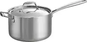 Tramontina 4-Quart Covered Sauce Pan, Stainless Steel Tri-Ply Clad