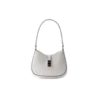 Prada Cleo Brushed Leather Shoulder Bag with Clasp Closure White