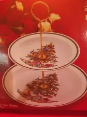 Noel International CHRISTMAS TREE ~ 2-Tier Tidbit Tray / Server ~ Nice!