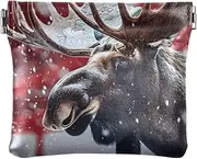 [YXYZRMY] PU Leather Squeeze Coin Purse Snowing Moose Flag, Coin Pouch Change Holder for Women Men, Mini Portable Cosmetic Bags for Women, Multi-colored, one size, Multi-style, Multi-colored, one size