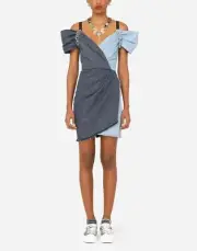 Dolce & Gabbana Patchwork Denim Wrap Dress Mini Blue Italy 36 NWT $1975