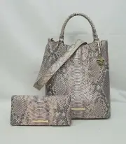 SET of Brahmin Amelia Satchel/Shoulder Bag + Ady Wallet in Chiffon Mare