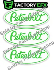3 Custom White & Green Peterbilt 359 Grille Hood Decal Emblems Truck