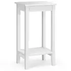 Gymax Nightstand/End Side Table 11.5"x16"x29" 2-Tier Shelf Wood Frame White