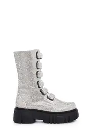 [Club Exx] Ice Breaker Combat Boots- Silver