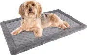 Dog Crate Pad 24X17 Inch Gray Memory Foam Dog Bed Mat for Small Dog Cat Grey Was