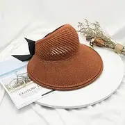 NIAN Summer Female Sun Hats Big Brim Classic Bowknot Foldable Straw Hat Casual Outdoor Beach Cap for Women UV Protected Hat