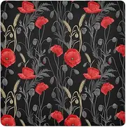 Magic Wrapper Cloth 21.7 In, Poppy Flower Black Cosmetic Bag Magic Cloth, Easy-Storage Magic Cloths for Camera Tablet Laptop