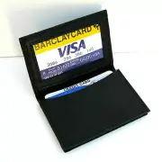 Black Men's Bifold Leather Wallet Window ID Thin Credit Cards Minimal Holder 202