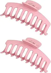 2 Pack Big Hair Claw Clips Nonslip Large Claw Clip for Women and Girls Hair,Strong Hold Grips Hair Accessories 4 Inch (Pink)