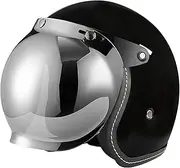 Motorcycle Helmet Open Helmet with Silver Plated Bubble Mirror Compact Lightweight Helmet Quick Release Buckle for Adult Men Women Motocross - DOT/ECE Certified