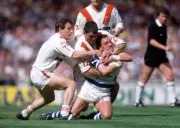 Gary Stephens of Halifax holding Roy Haggerty of St Helens during - Old Photo
