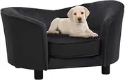 Generic Dog Sofa Black 69x49x40 cm Plush and Faux Leather