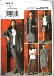 Vogue V9215 XS to M Misses Jacket, Pants, Skirt, Top, Dress Sewing Pattern
