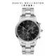 Daniel Wellington DW 手錶 Iconic Chronograph 42ｍｍ曜夜黑三眼精鋼錶-銀框 DW00100645