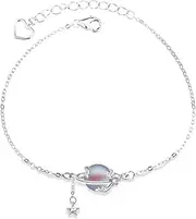 [EBCJIAMS] S925 Sterling Silver Moonstone Planet Bracelet Woman Personality Style Dinner Jewelry Jewelry Bracelets and Bangles