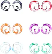 [CrazyPiercing] 12Pcs Fake Tapers Acrylic Ear Gauge Spiral Earrings Studs Stretcher Piercing Taper 20G, Metal Acrylic