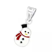 Kids Silver Snowman Pendant Necklace