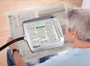 Floor Lamp 5X Magnifier with LED's Light, Illuminated, Full Page, Goose Neck