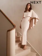 Blush Pink Cape Maxi Dress (AW9252) | $135