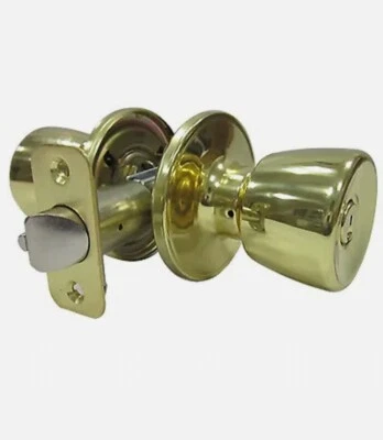 3 Pack - Entry Lockset, Medium Tulip-Style Knob, Polished Brass -TS700B KA3