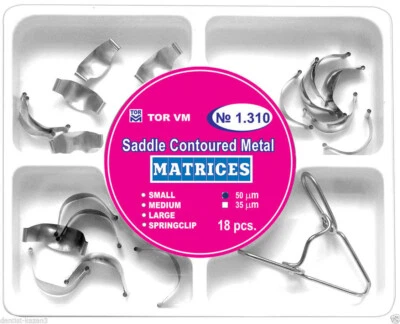 18 Pcs Dental Contoured Metal Wedges Saddle Contoured Original Matrices Matrix