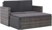 2 Piece Garden Lounge Set with Cushions Poly Rattan Grey Patio Bar Sets