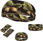 FJWSLCH Two acorns Headbands for Women Men Non Slip Workout Sweatbands Adjustable Sports Hair Bands Elastic Head Bands Moisture Wicking Hairband for Running, Cycling, Yoga, Spa