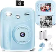 [MINIBEAR] Kids Camera Instant Print, Instant Print Camera for Kids Digital Camera Toddler Toys Christmas Birthday Gifts for 3 4 5 6 7 8 9 10 Year Old Boys Girls Video Camera with Print Paper