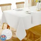 SASTYBALE Faux Linen Rectangle Tablecloth, Waterproof Wrinkle Resistant Textu