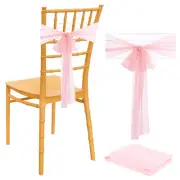 Wedding Chair Sash, 16 Packs Chiffon Fabric 8ft Chair Back Deco, Rose