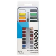 24pc Reeves Watercolour Paints With Aqua Brush Painting Tin Art/Craft Set