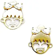 [JewelryWeb] 14k Yellow Gold CZ Simulated Diamond Small Teen With Bow Screw Back Earrings 10x9mm Stud Earring for Women