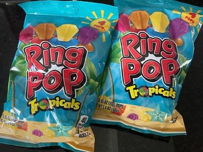 (2) TWO BAGS RING POPS Tropical Candy Pinata loot bag (Seasonal Flavor)