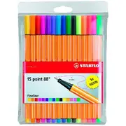 Stabilo Point 88 Fineliners 0.4mm Assorted 15 Pack