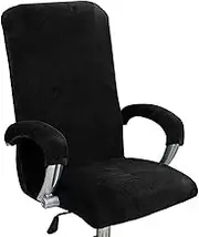 Office Chair Cover Stretchable Computer Chair Cover with Armrest Covers Dustproof Washable Computer Chair Cover Removable Chair Seat Protector, Black Office Chair Arm Covers-