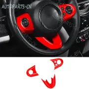 Fit For Mini Cooper Clubman F54 Bright Red Steering Wheel Button Frame Trim 3PCS