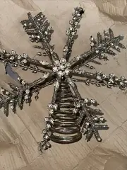 Pottery barn Jeweled Snowflake Tree Topper Silver