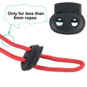 12pcs Plastic Spring Cord Locks Double Hole Rope Toggle Fastener Slider Black #2