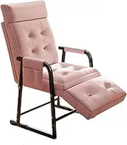 Executive Desk Chair Home Office Folding Recliner Can Lie Flat Lazy Person Sofa Lunch Break with Legs Drag and Backrest Chair Single Bed Home Balcony Rest Sofa Chair Office Chair(Pink)