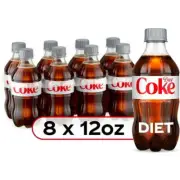 Diet Coke Diet Cola Soda, 12 fl oz Bottles, 8 Pack