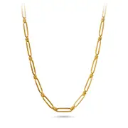 Bevilles 9kt Yellow Gold Silver Infused Paperclip Chain Necklace 45cm