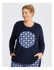 [Taking Shape] Cosy Knit Applique Pyjama Top Navy